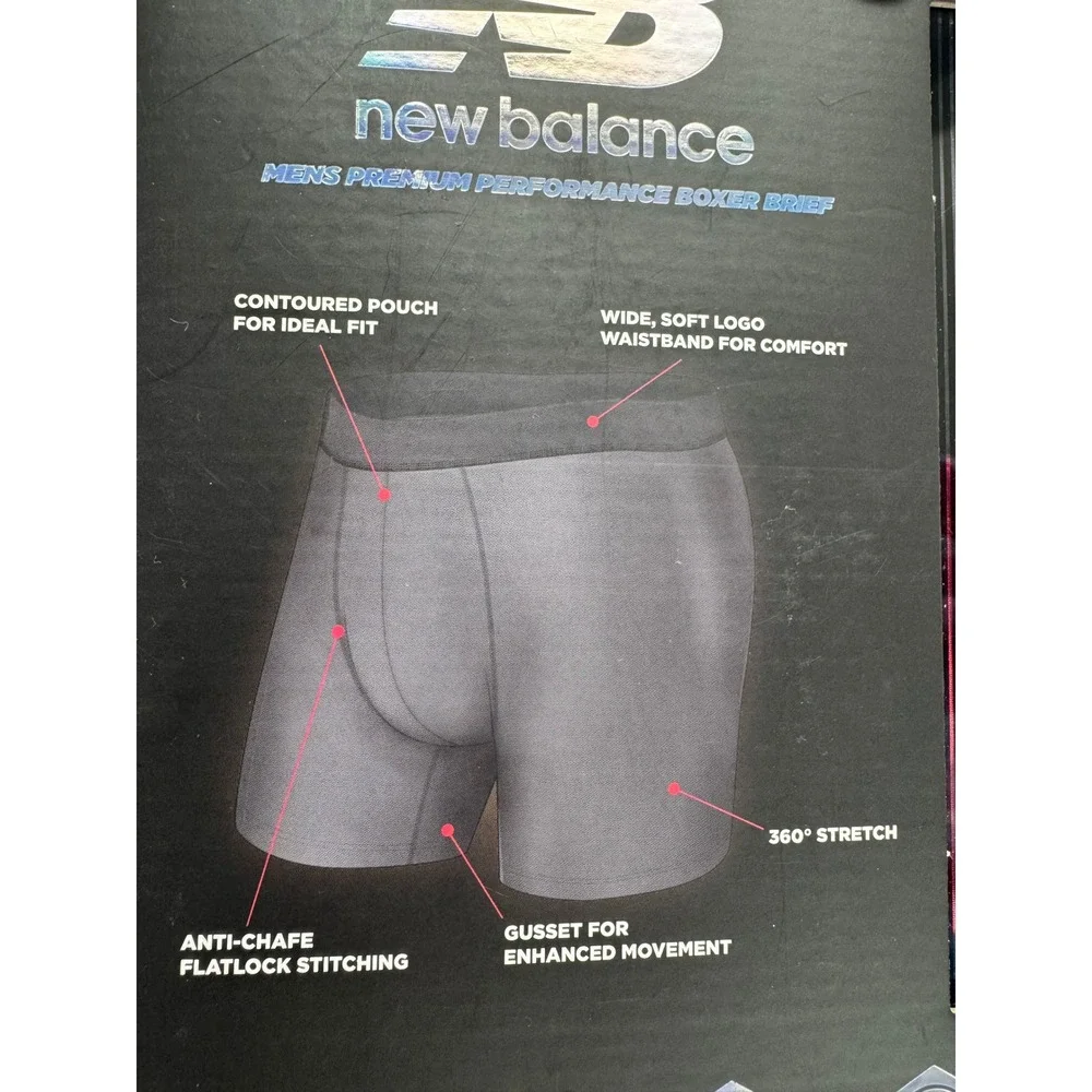 New Balance Mens 3 Pack Premium Performance Boxer Briefs 4XL‎ Plus